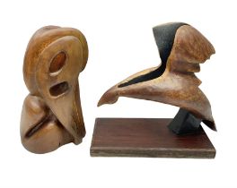 Helen Skelton (British 1933 – 2023): Two carved wooden abstract sculptures