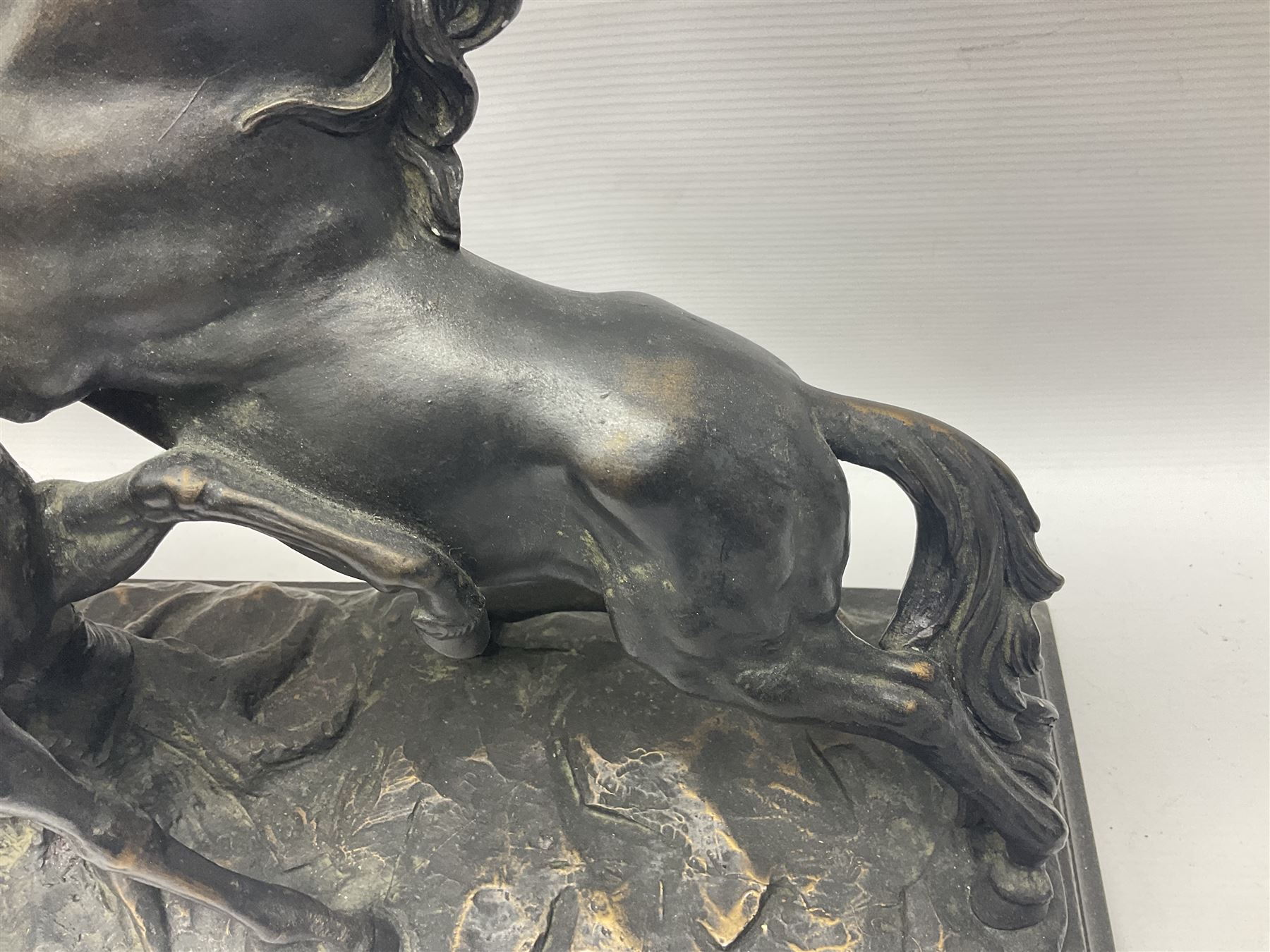 Bronzed figure group of two rearing horses - Image 2 of 14