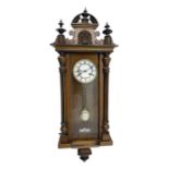 German - late19th century walnut and ebonised Vienna style wall clock