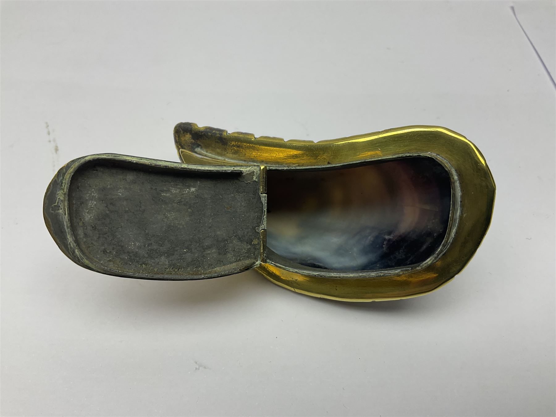 Early 20th century brass mounted muscle shell novelty vesta case - Image 4 of 4