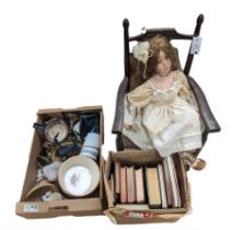 Alberon ceramic doll on wooden dolls/child's chair