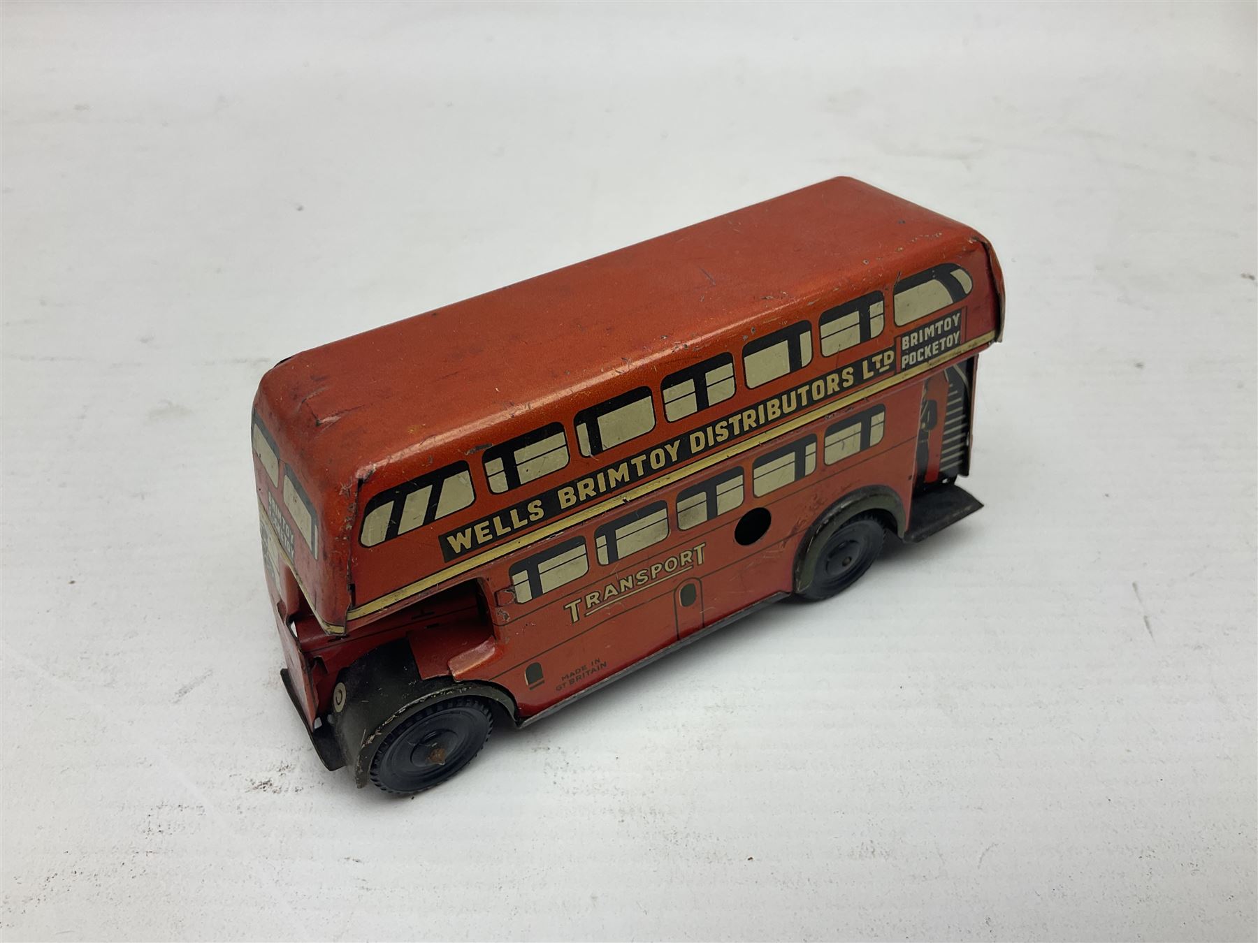 Two Brimtoy tin-plate model double decker buses - Image 5 of 13