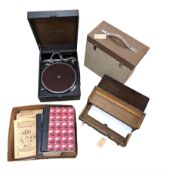 Columbia grafonola gramophone two record cases containing 78rpm records including Glenn Miller