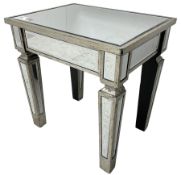 Contemporary bevelled mirror and silvered wood occasional table