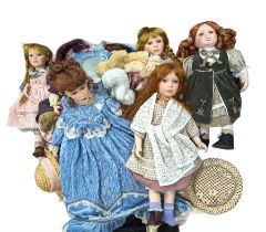 Seven porcelain dolls