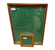 Large wooden glazed display frame and a smaller display frame