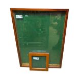 Large wooden glazed display frame and a smaller display frame