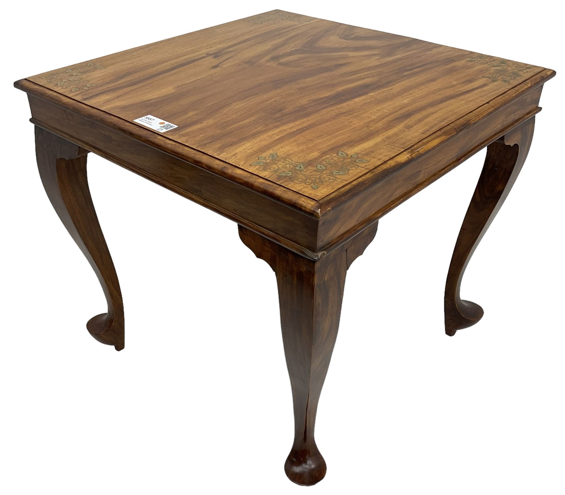 Hardwood and brass inlaid square lamp table - Image 2 of 2