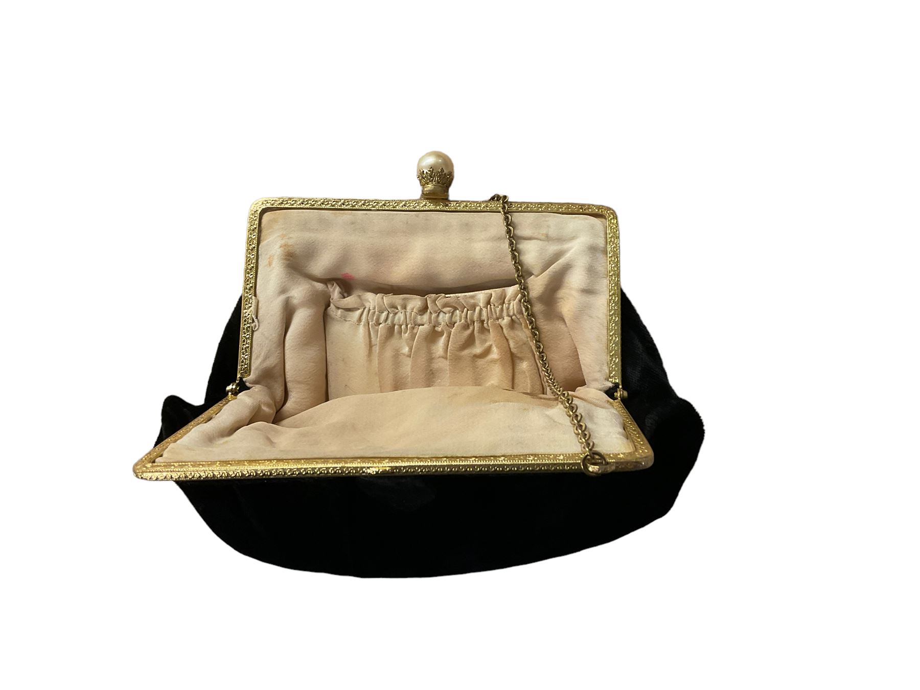 Early 20th century velvet purse with faux pearl clasp - Bild 3 aus 5