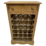 Pine wine rack with single drawer