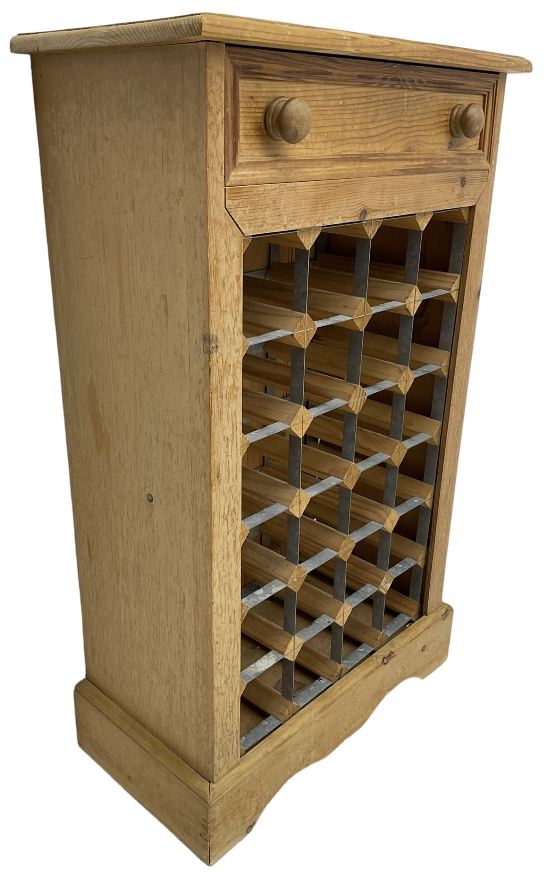 Pine wine rack with single drawer - Image 2 of 2