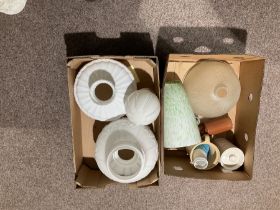 Collection of milk glass lampshades together with other collectables