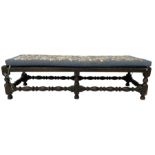 Early 20th century oak framed turned footstool