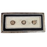 Cased set of three 9ct gold shirt studs