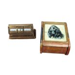 1920s brass perpetual calendar and a small metal trinket box with spaniel decoration