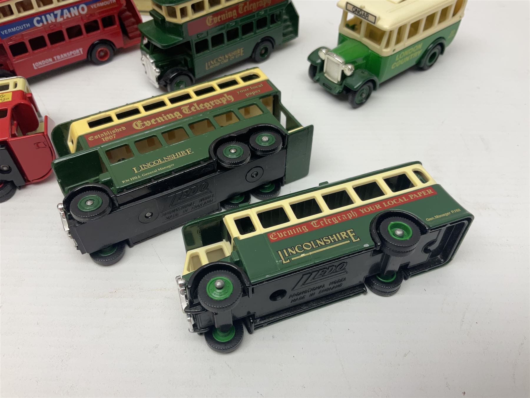 Two Brimtoy tin-plate model double decker buses - Image 9 of 13