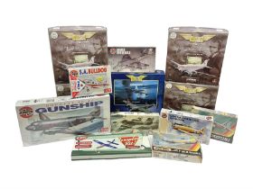 Small collection of aircraft model kits from Airfix and Matchbox etc with four Corgi Aviation Archiv