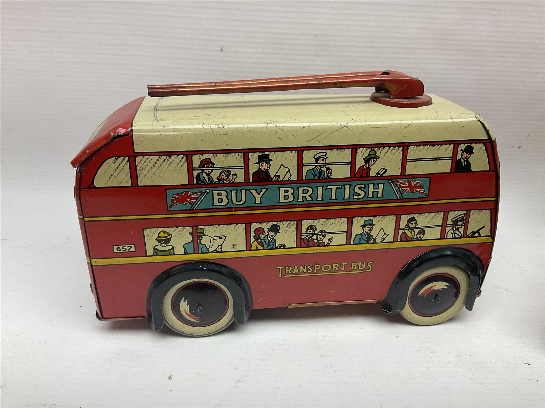 Two Brimtoy tin-plate model double decker buses - Image 2 of 13