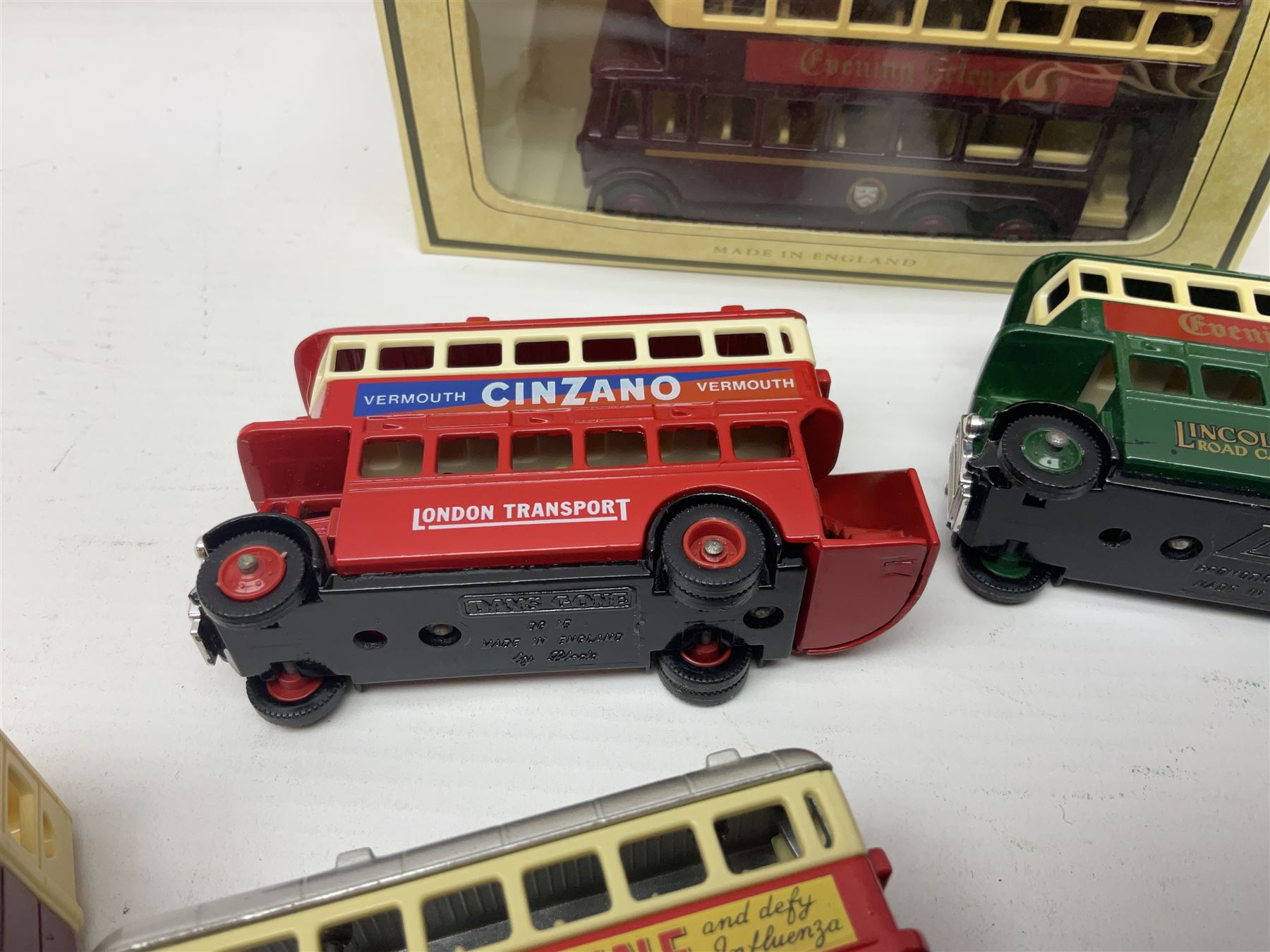 Two Brimtoy tin-plate model double decker buses - Image 13 of 13