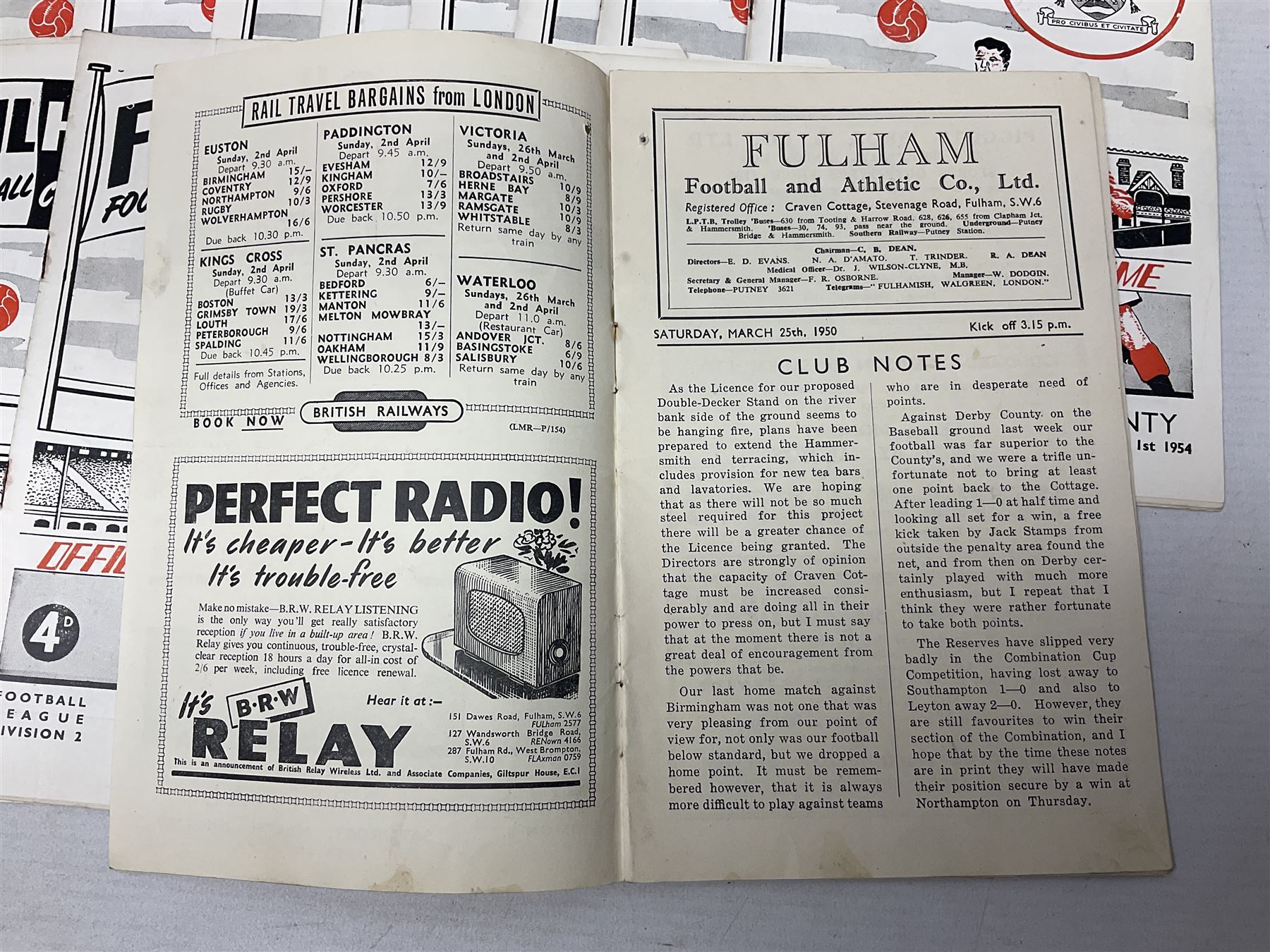 Fulham F.C. programmes - twenty-seven home matches 1949/50 - 1957/58; and two photocopies of memorab - Bild 7 aus 12