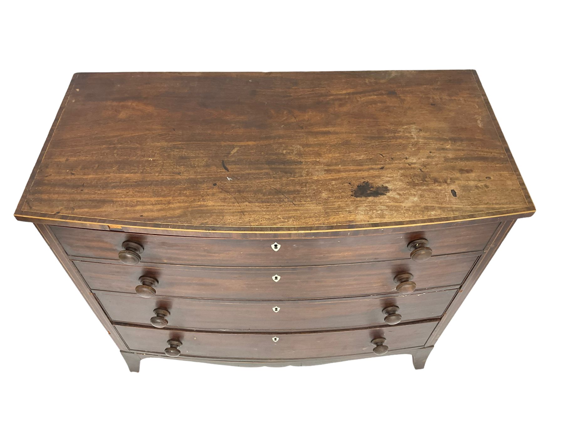 George III mahogany bow-front chest - Image 6 of 10