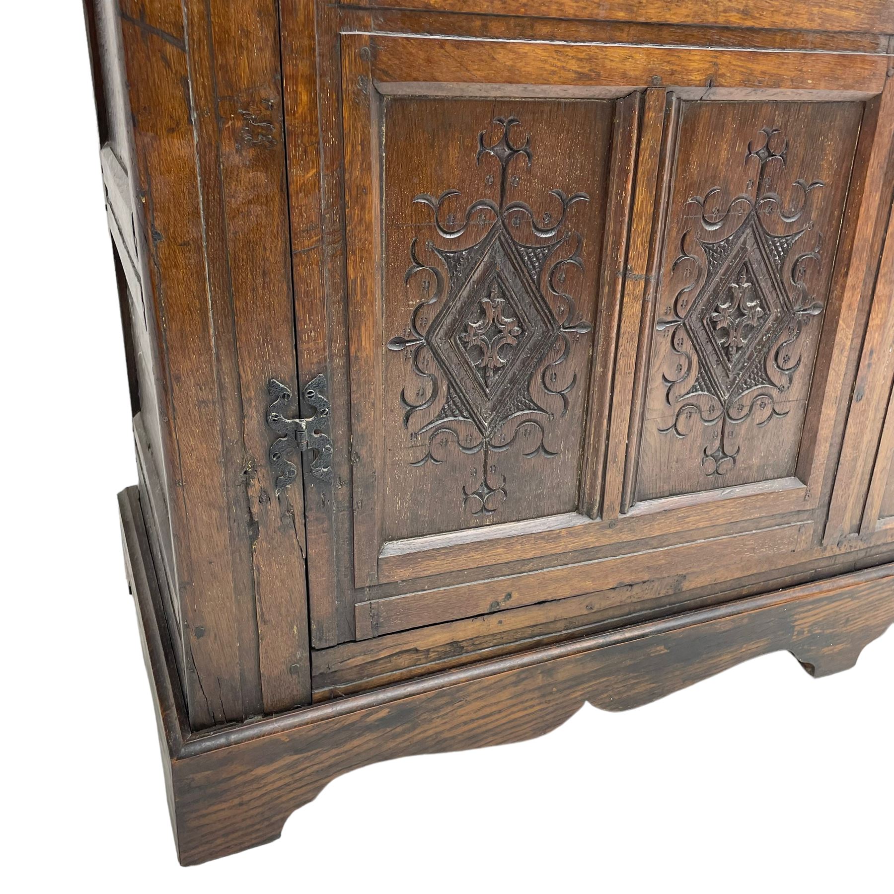 Large 18th century and later oak livery cupboard - Image 7 of 10