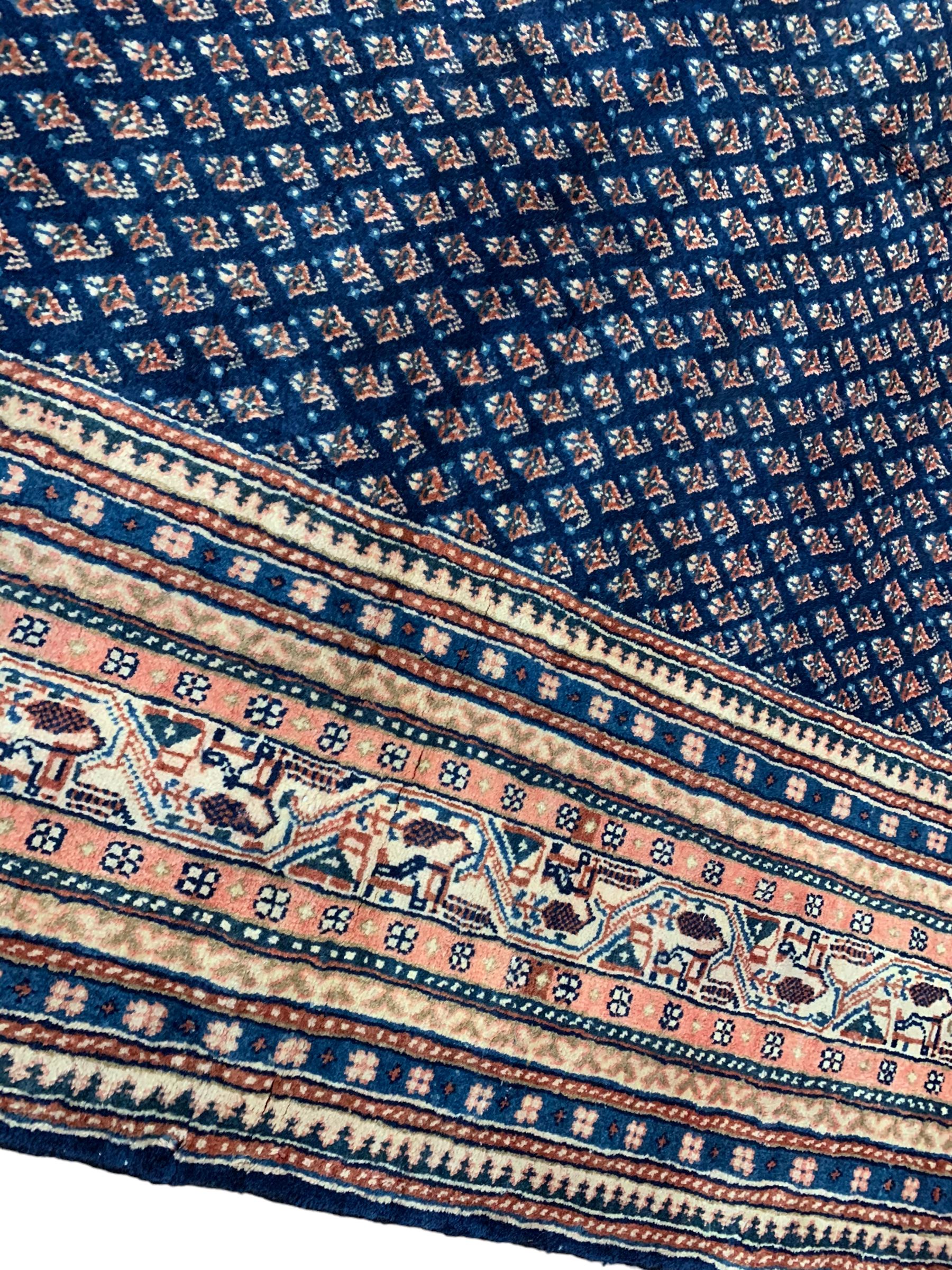 Persian Araak indigo ground carpet - Image 3 of 8