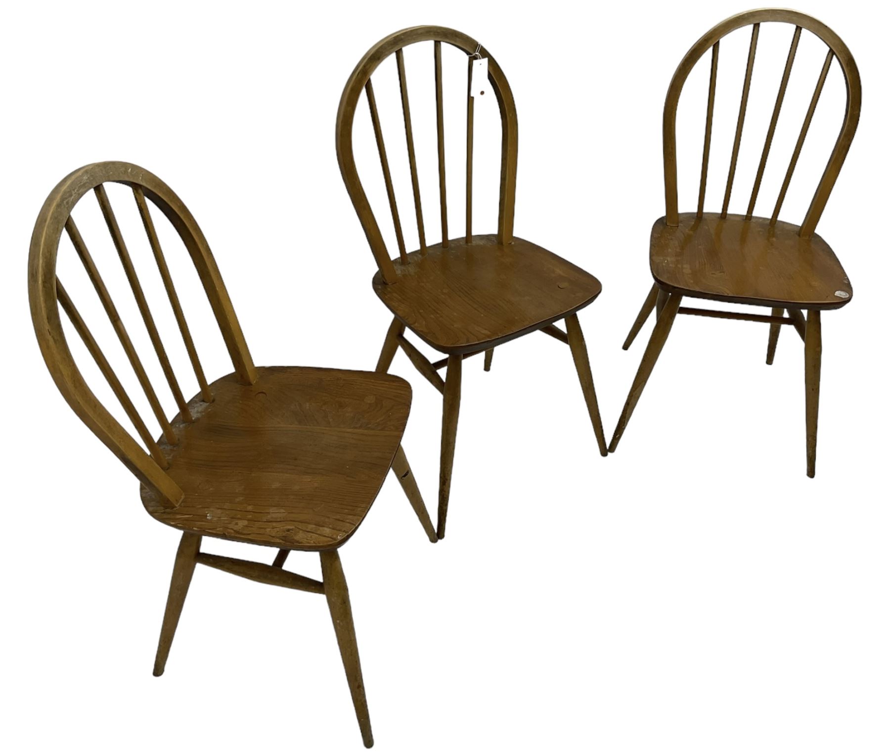 Ercol - 1960s set of three elm and beech 'Windsor' stick and hoop back chairs - Image 6 of 6