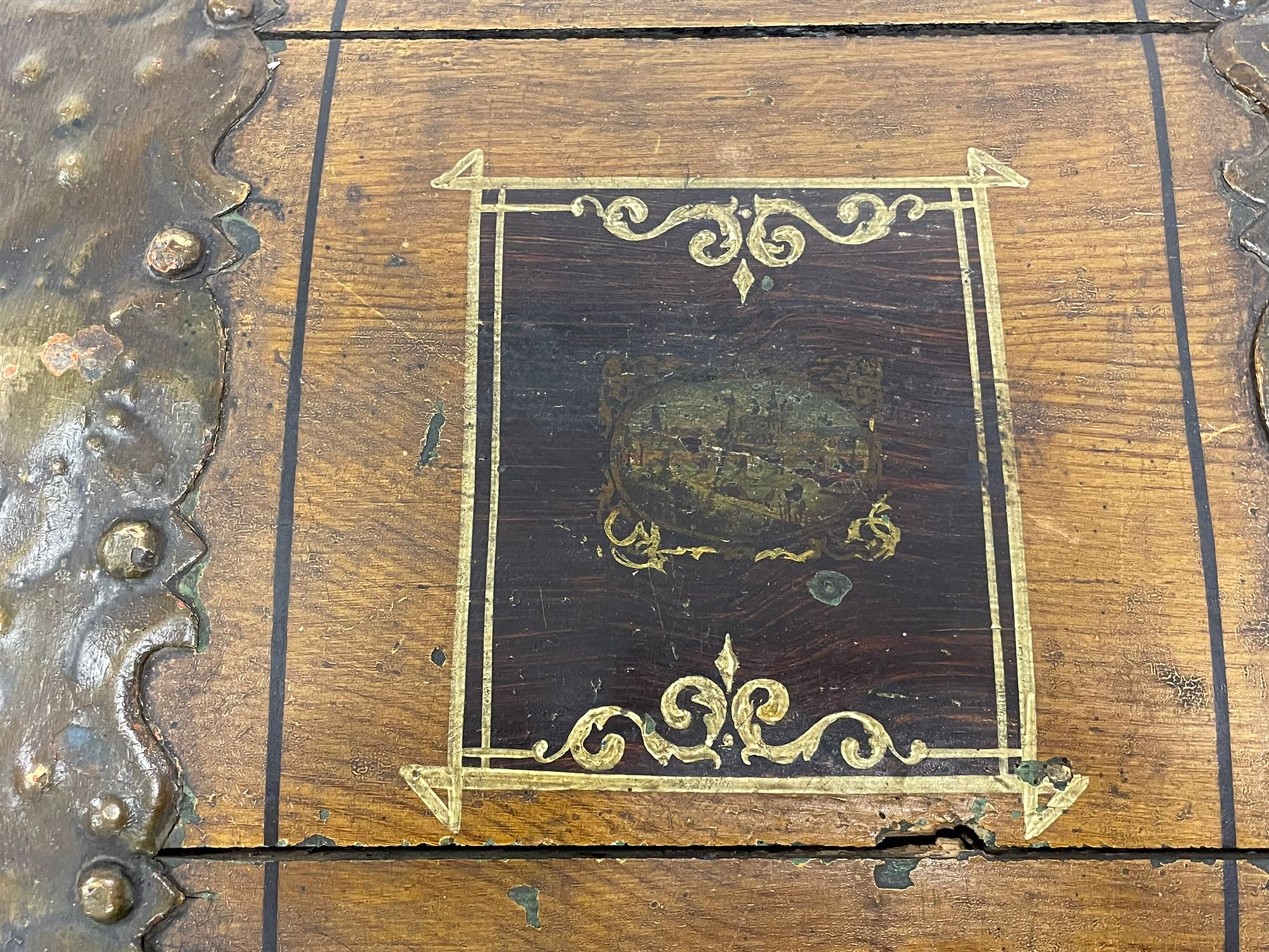 19th century Northern European painted oak sea chest - Image 17 of 29