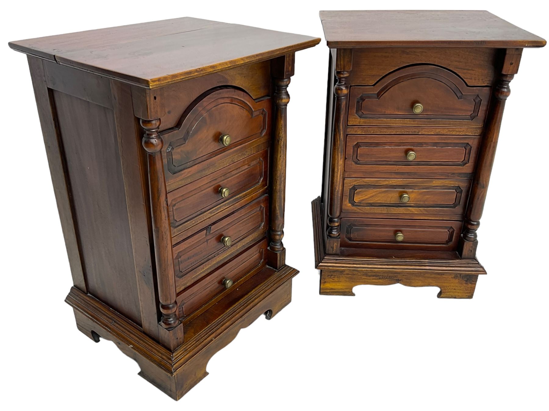 Pair of Victorian design mahogany bedside pedestal chests - Image 2 of 7