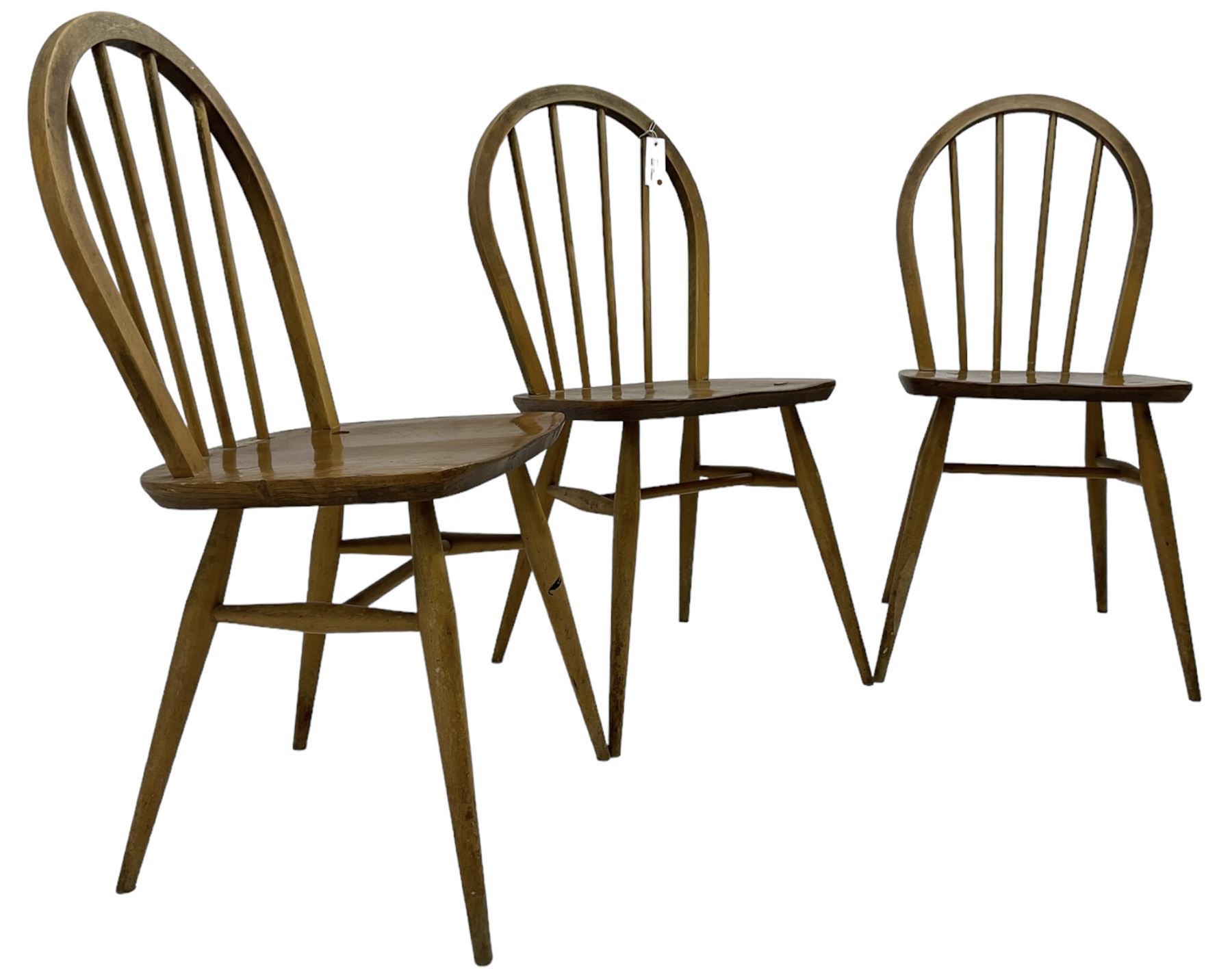 Ercol - 1960s set of three elm and beech 'Windsor' stick and hoop back chairs - Image 3 of 6