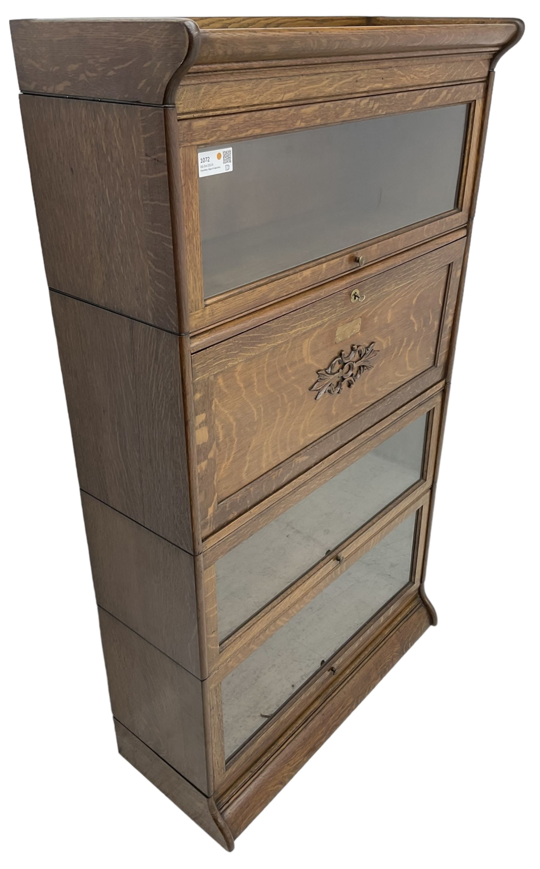 Globe Wernicke design - early 20th century oak four-tier stacking library bookcase - Image 2 of 5