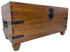 Hardwood and metal bound blanket chest