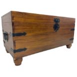 Hardwood and metal bound blanket chest