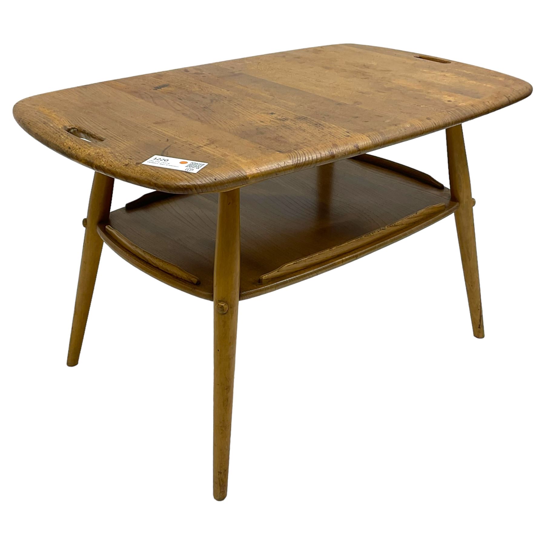 Ercol - mid-20th century elm and beech model. 457 butler's tray two-tier coffee table