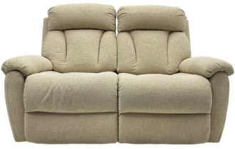 La-Z-boy - two-seat manual reclining sofa upholstered in neutral beige fabric