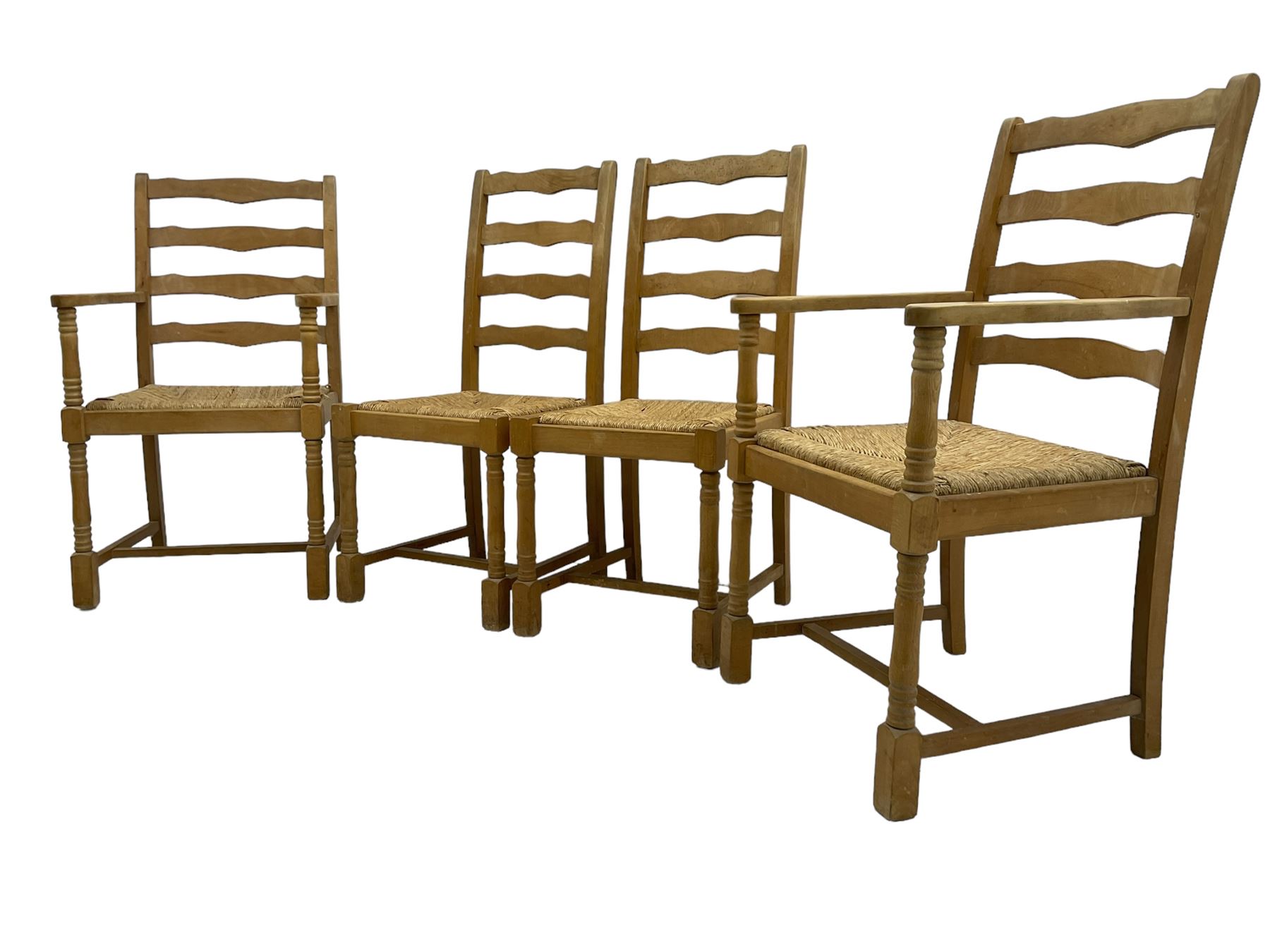 Set of six (4+2) beech dining chairs - Image 6 of 8