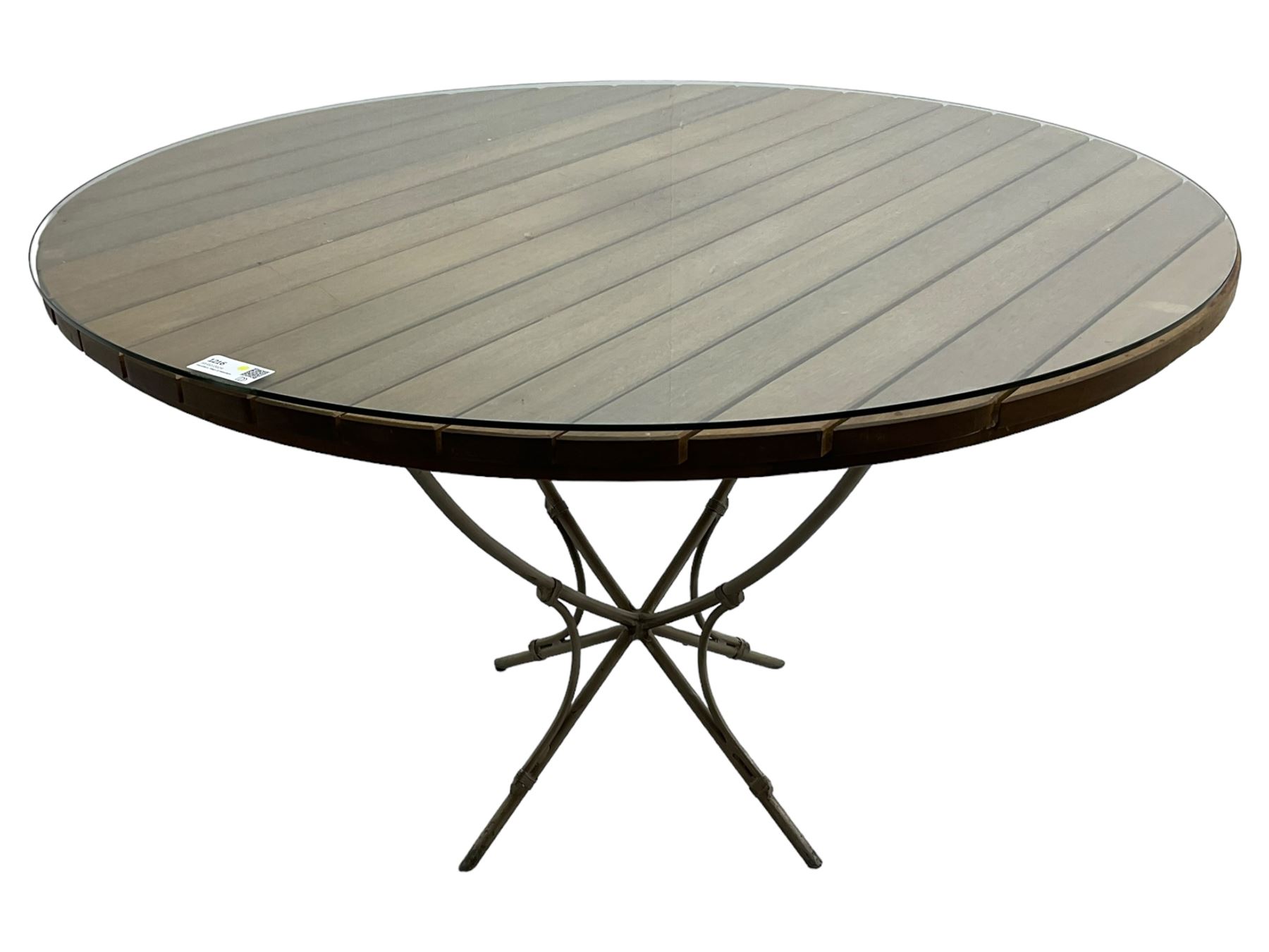 Contemporary teak and metalwork conservatory table - Image 2 of 6