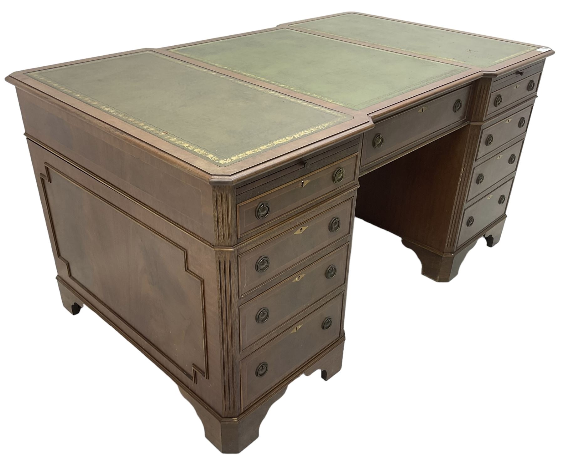 Mid -20th century Georgian design mahogany twin pedestal desk - Image 4 of 7