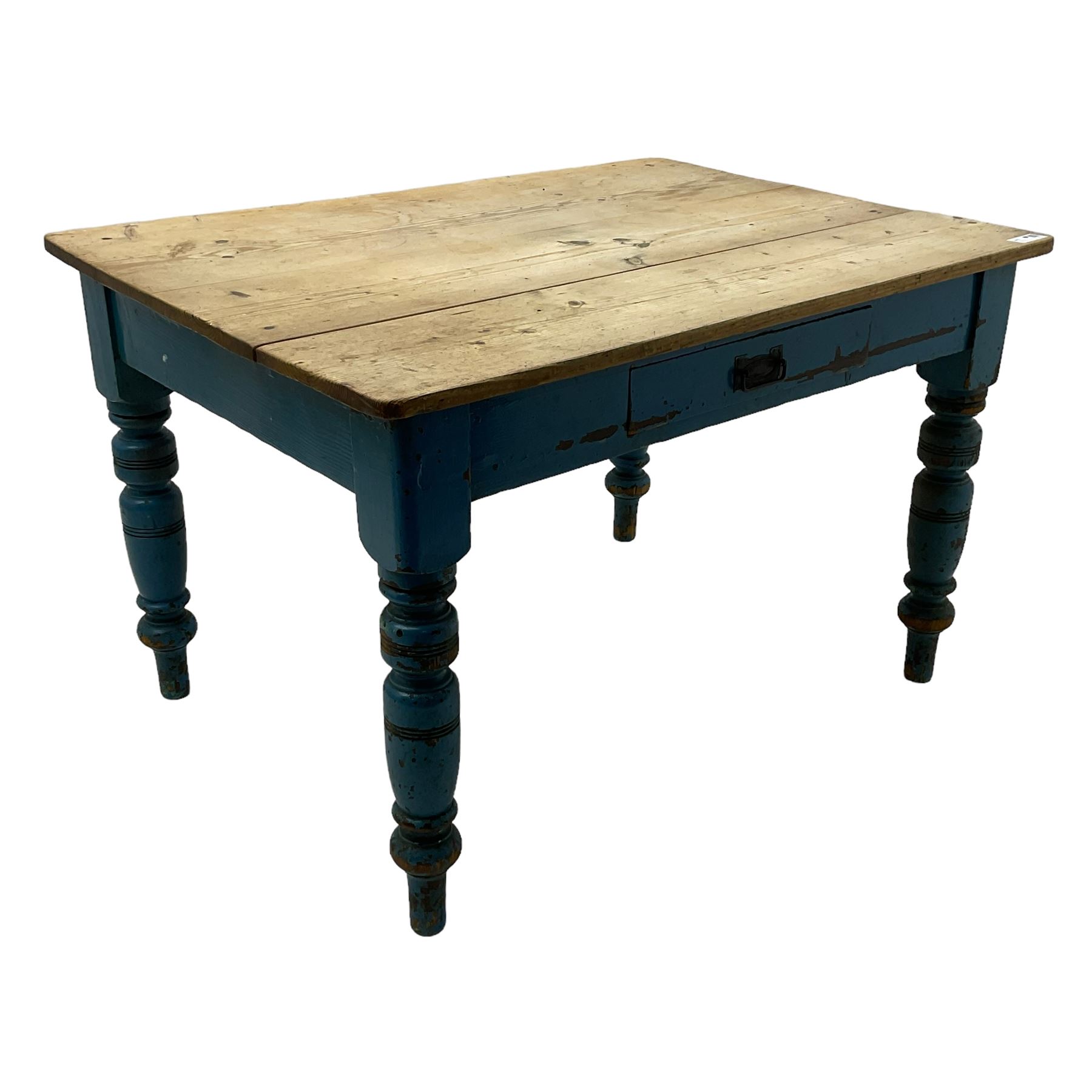 Victorian rustic painted pine kitchen table - Image 6 of 6