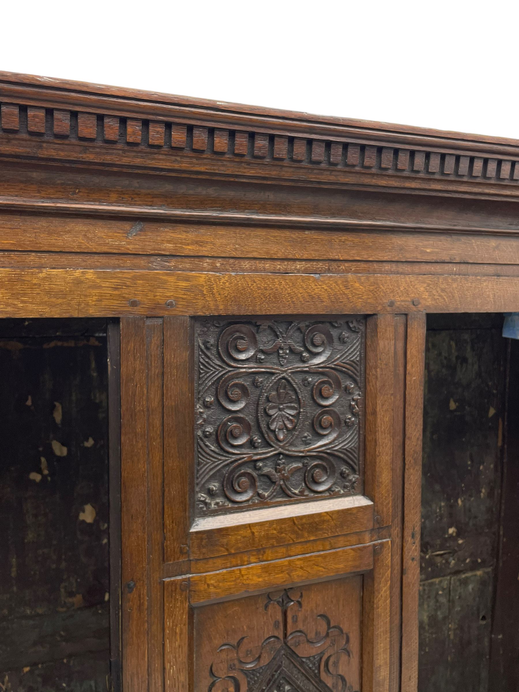 Large 18th century and later oak livery cupboard - Image 8 of 10