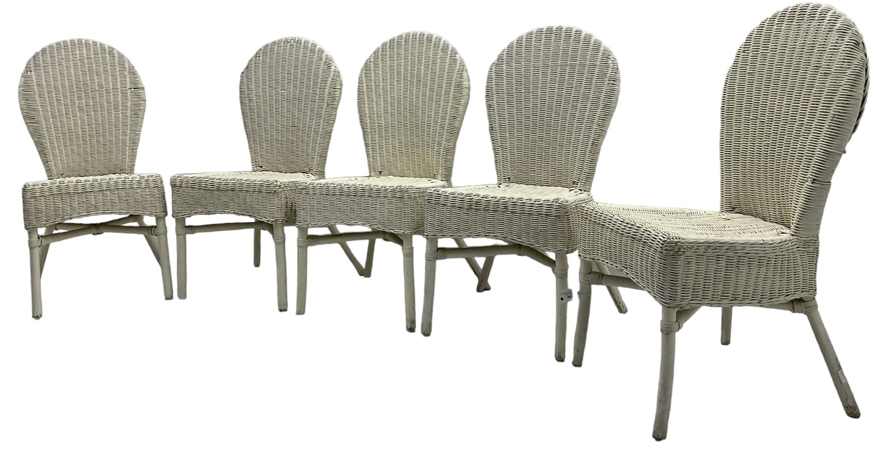 Set of five white painted wicker chairs; together with two late Victorian chairs - Image 8 of 8