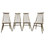 Ercol - set of four mid-20th century elm and beech Windsor 'Goldsmith' dining chairs