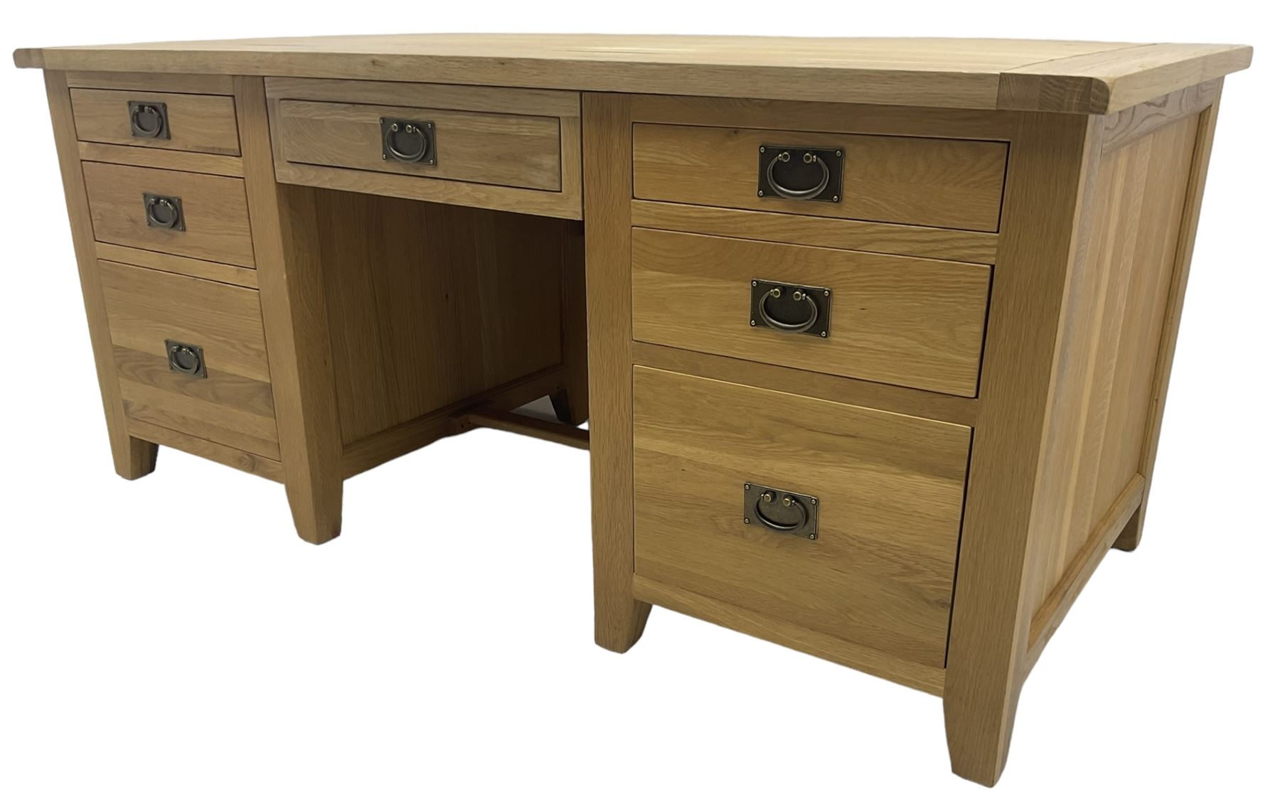 Light oak twin pedestal desk - Image 6 of 6