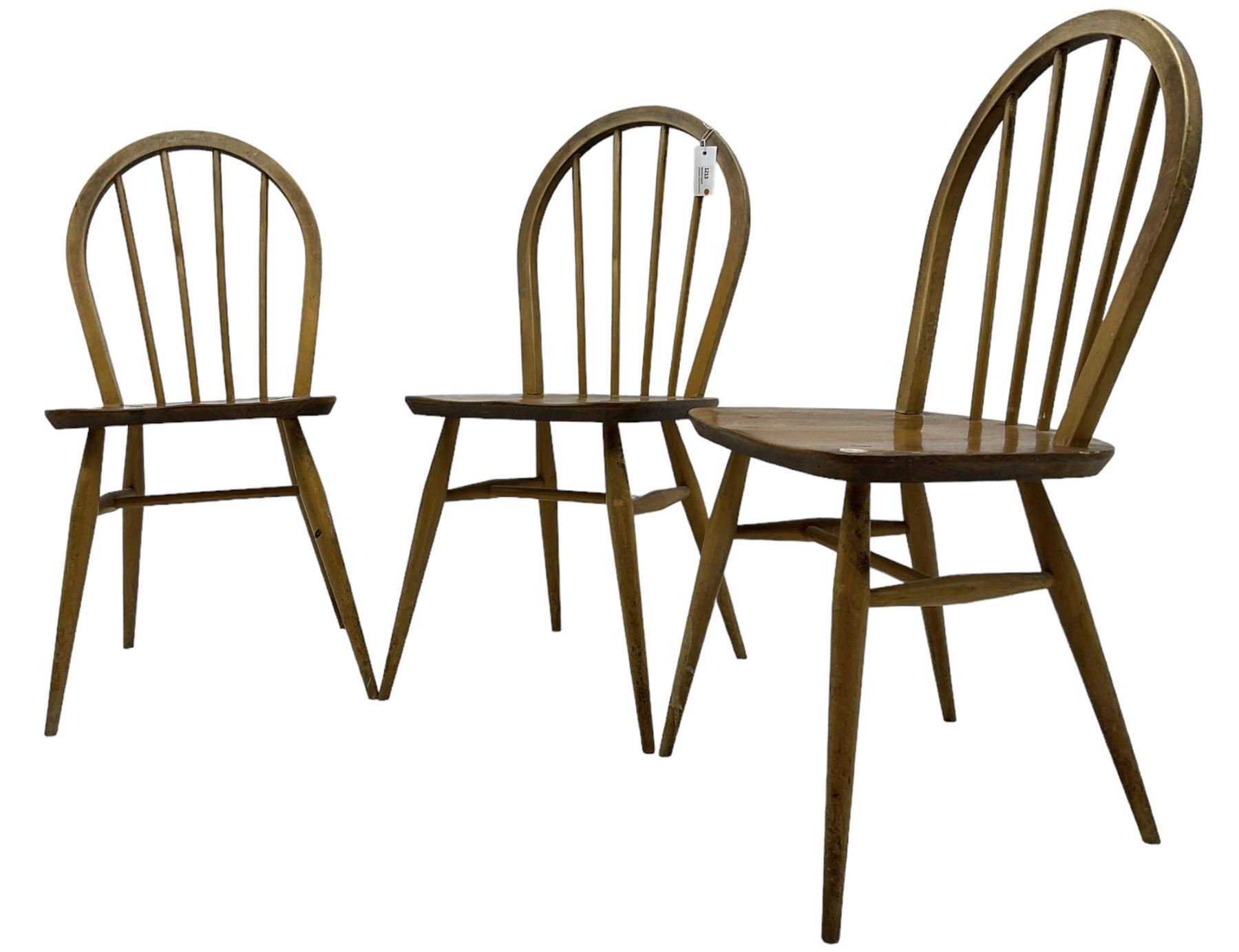 Ercol - 1960s set of three elm and beech 'Windsor' stick and hoop back chairs - Image 5 of 6
