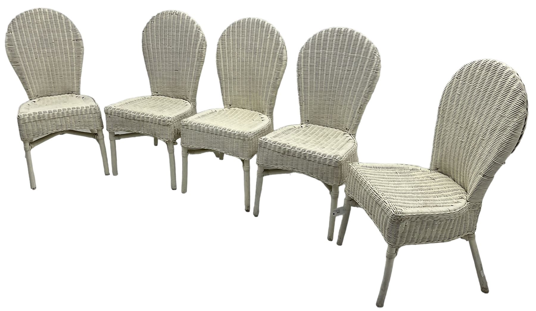 Set of five white painted wicker chairs; together with two late Victorian chairs - Image 7 of 8