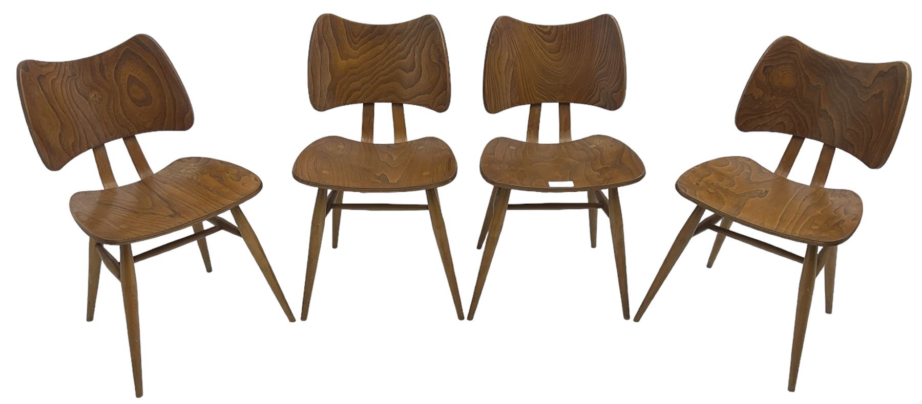 Lucian Ercolani - set of four ercol elm and beech model '401' dining chairs - Image 3 of 42