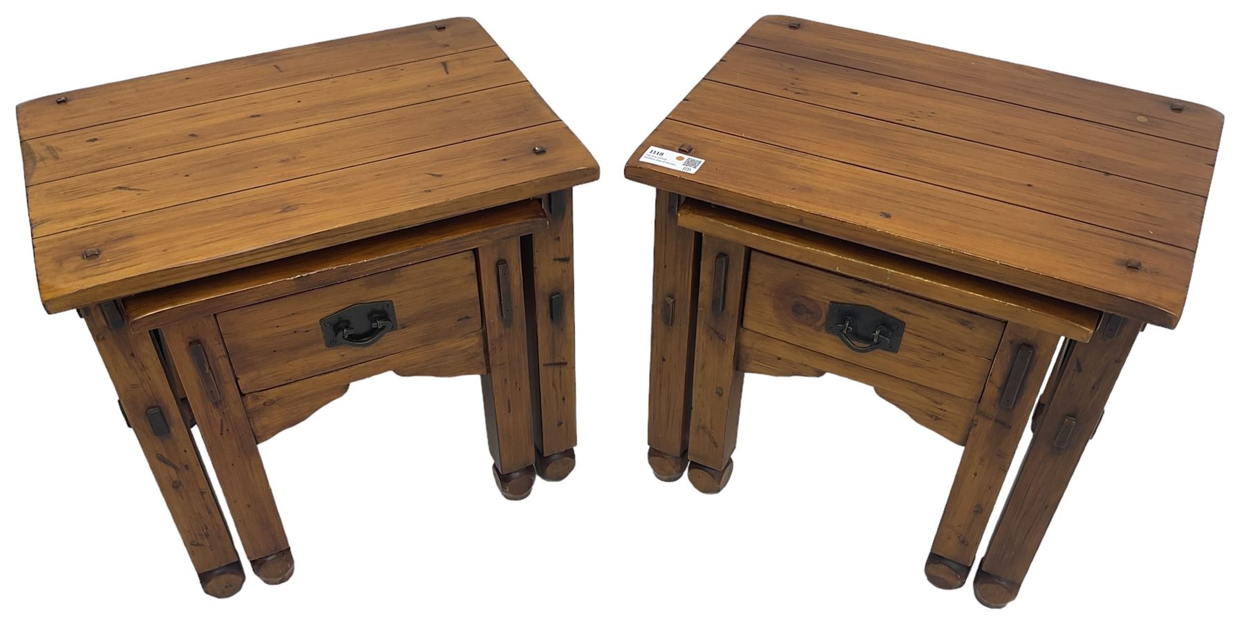 Pair of hardwood nesting lamp tables - Image 3 of 7