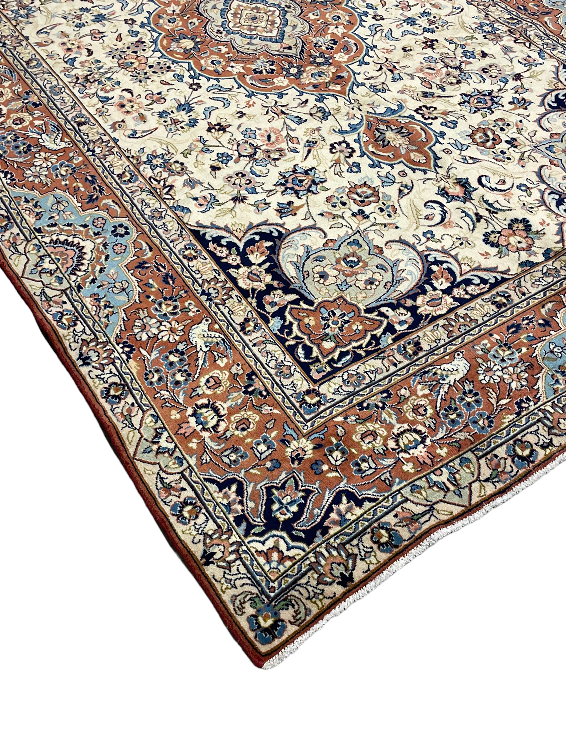 Persian ivory and peach ground rug - Image 5 of 12