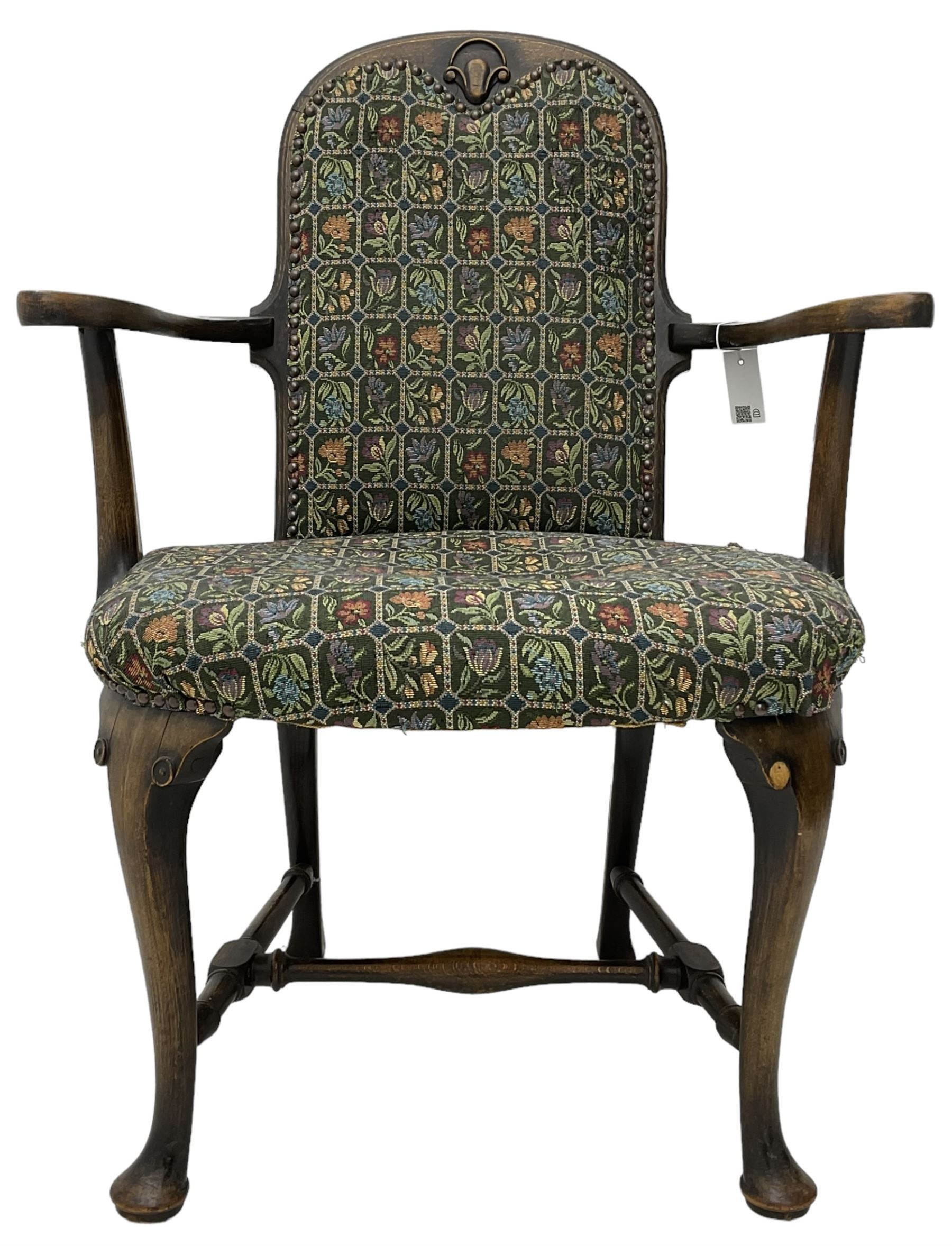 Early 20th century Queen Anne design beech framed armchair - Image 5 of 6